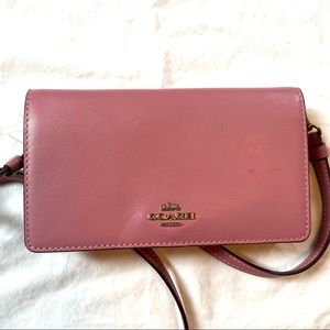 Pink Coach wallet with strap